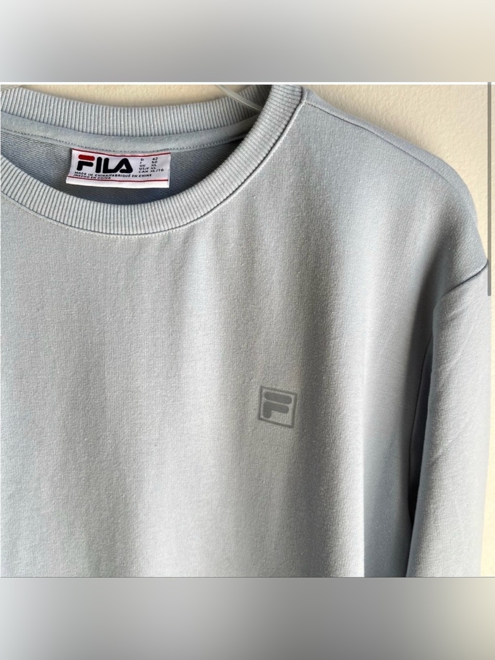 Fila Sweatshirt Silver Blue with Pockets XL